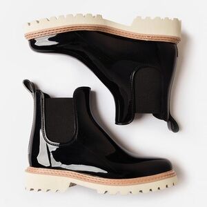 Dolce Vita Stormy H2O Waterproof Chelsea Rain Boot Black Onyx Patent Stella 8